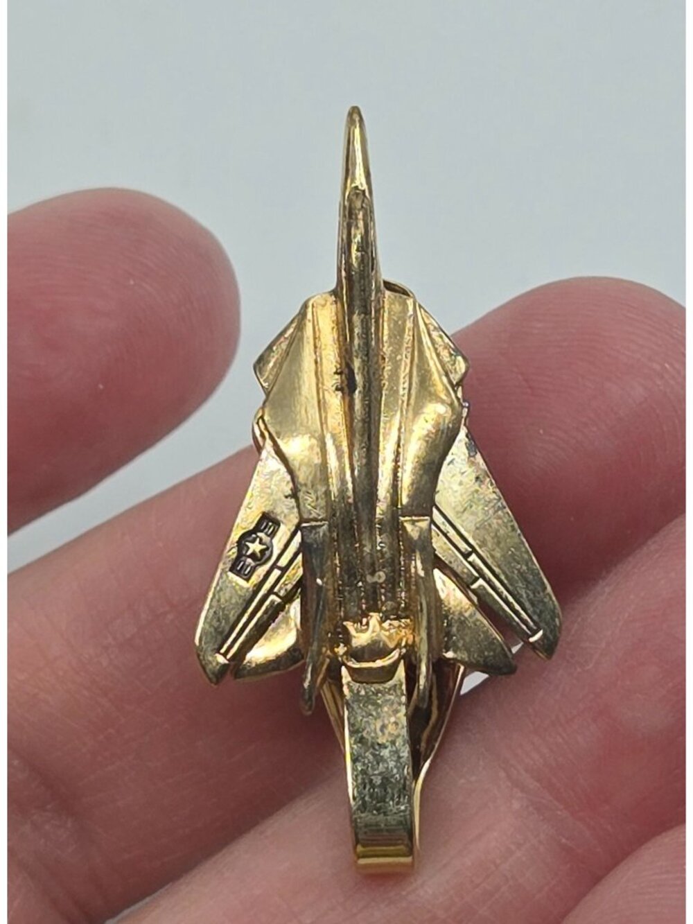 Vintage brass F14 Tomcat Fighter Jet Tie Clip